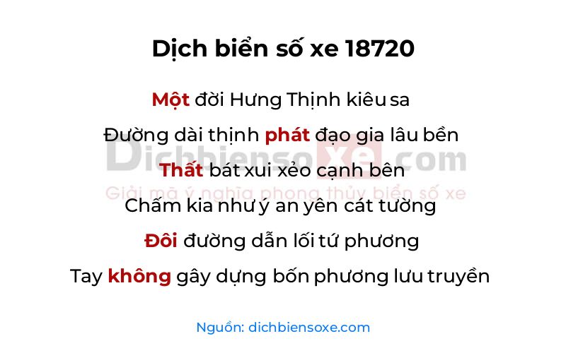 Dịch thơ biển số 18720