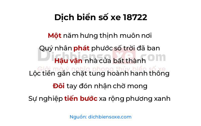 Dịch thơ biển số 18722