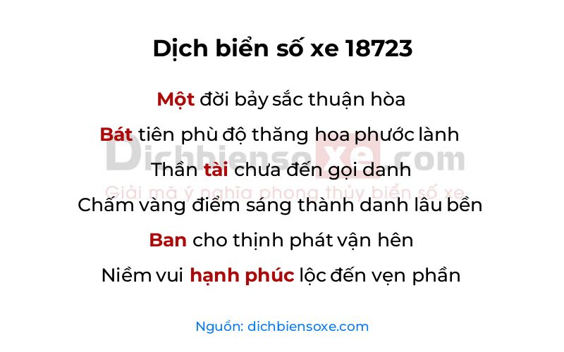 Dịch thơ biển số 18723