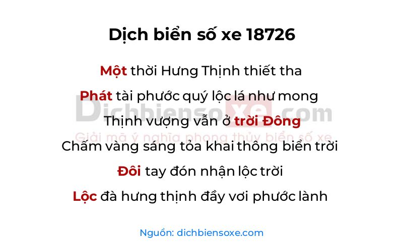 Dịch thơ biển số 18726