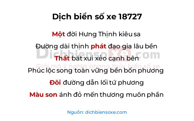 Dịch thơ biển số 18727