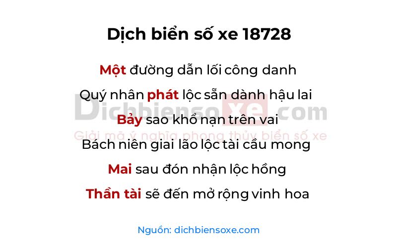 Dịch thơ biển số 18728