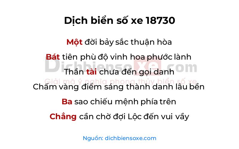 Dịch thơ biển số 18730