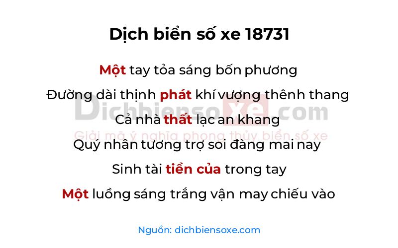 Dịch thơ biển số 18731
