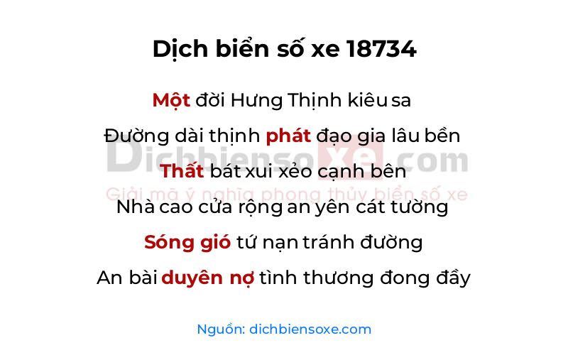 Dịch thơ biển số 18734
