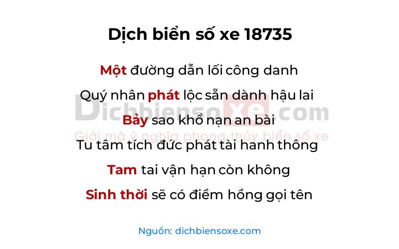 Dịch thơ biển số 18735