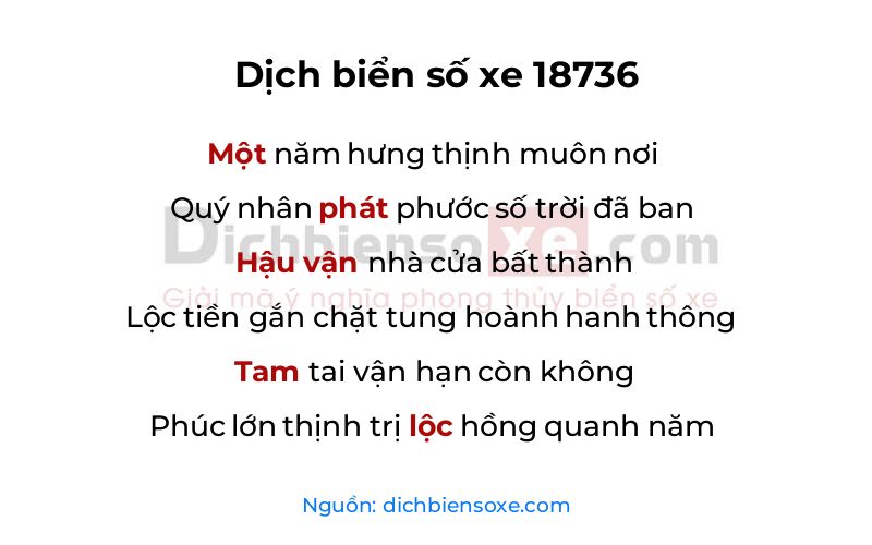 Dịch thơ biển số 18736