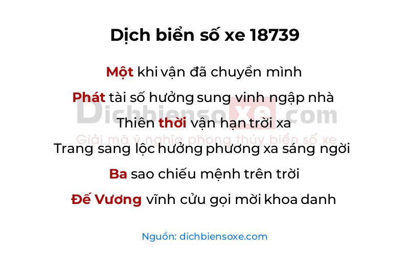 Dịch thơ biển số 18739