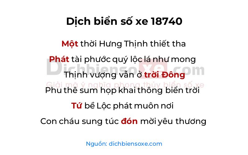 Dịch thơ biển số 18740