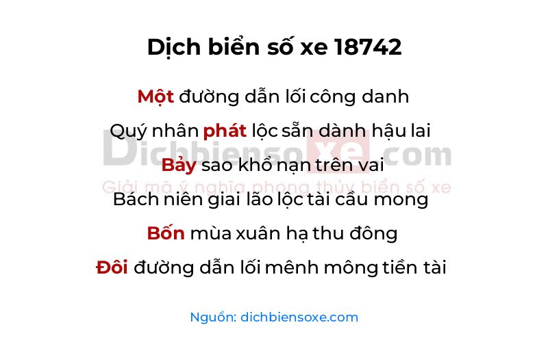Dịch thơ biển số 18742