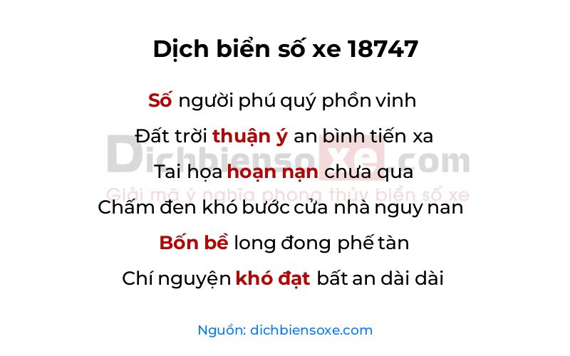 Dịch thơ biển số 18747