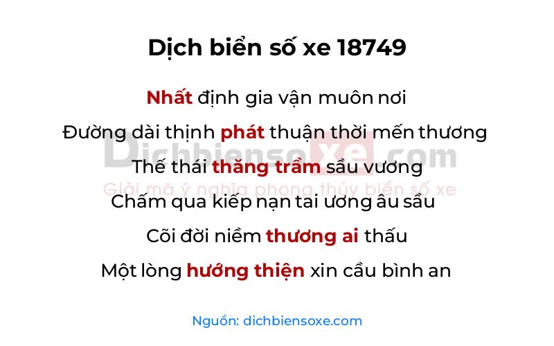 Dịch thơ biển số 18749