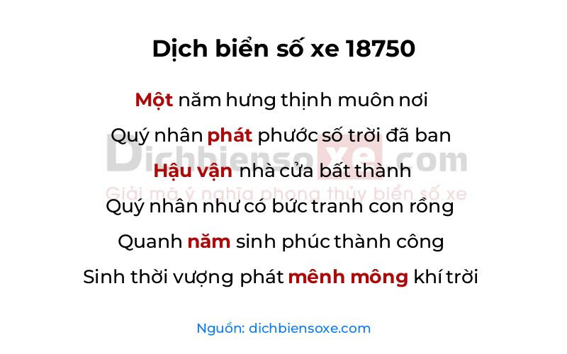 Dịch thơ biển số 18750