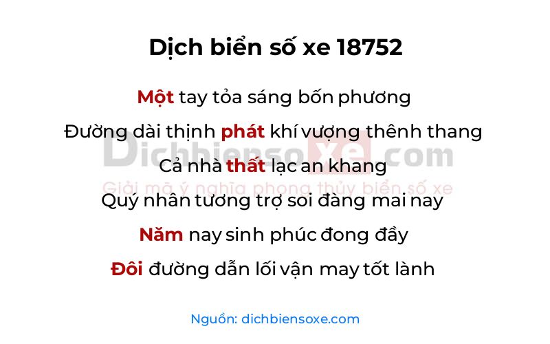 Dịch thơ biển số 18752