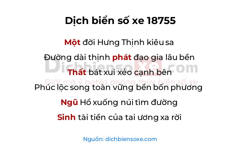 Dịch thơ biển số 18755