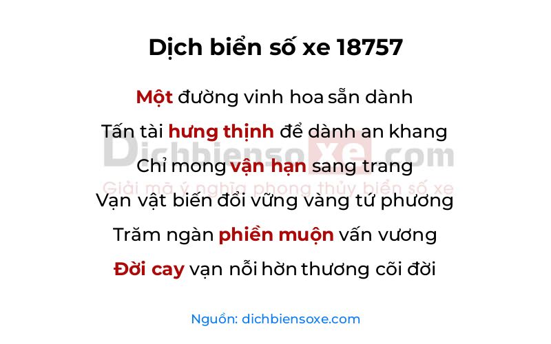 Dịch thơ biển số 18757