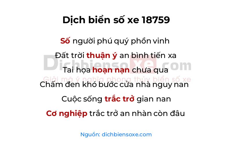 Dịch thơ biển số 18759