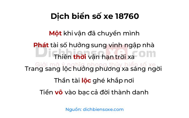 Dịch thơ biển số 18760