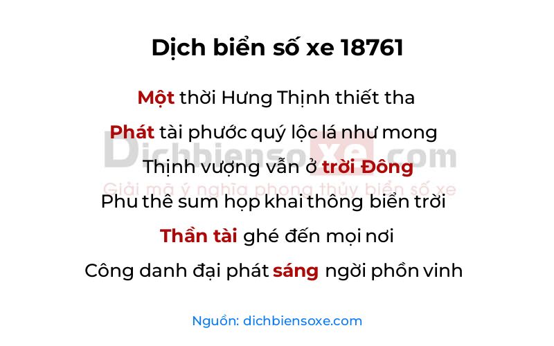 Dịch thơ biển số 18761