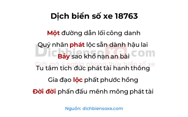 Dịch thơ biển số 18763