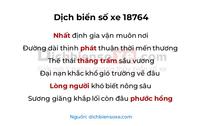 Dịch thơ biển số 18764