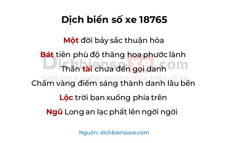Dịch thơ biển số 18765