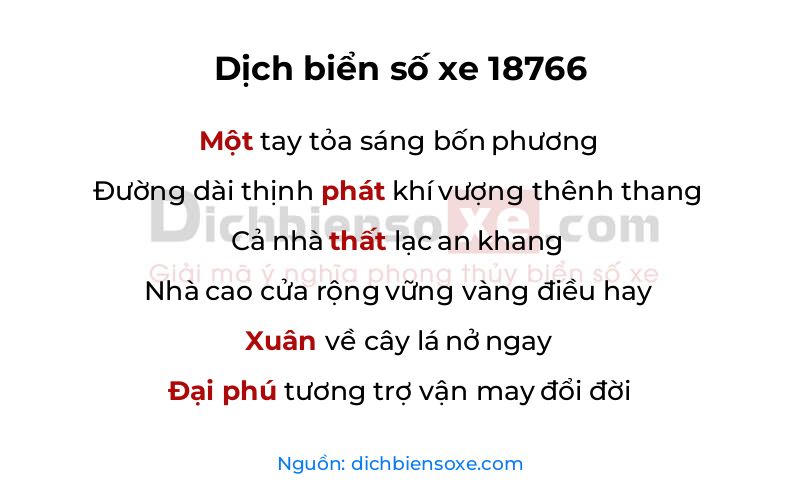 Dịch thơ biển số 18766