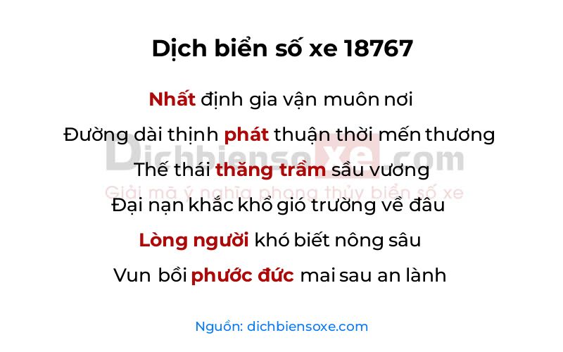 Dịch thơ biển số 18767