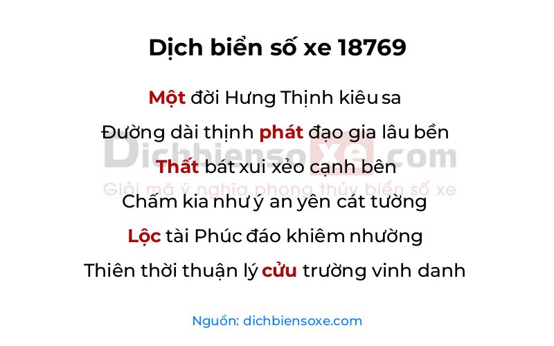 Dịch thơ biển số 18769