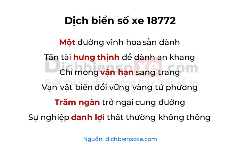 Dịch thơ biển số 18772
