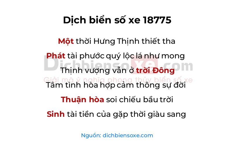 Dịch thơ biển số 18775