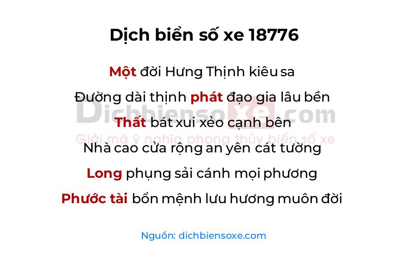 Dịch thơ biển số 18776