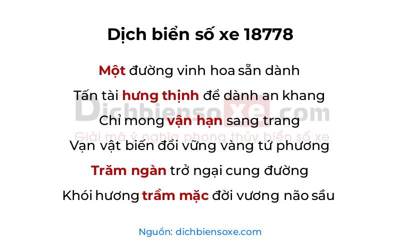 Dịch thơ biển số 18778