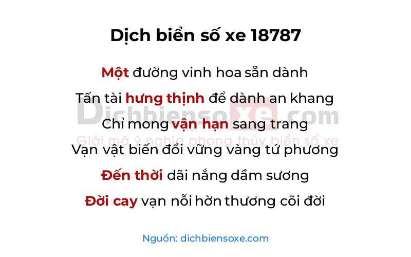 Dịch thơ biển số 18787