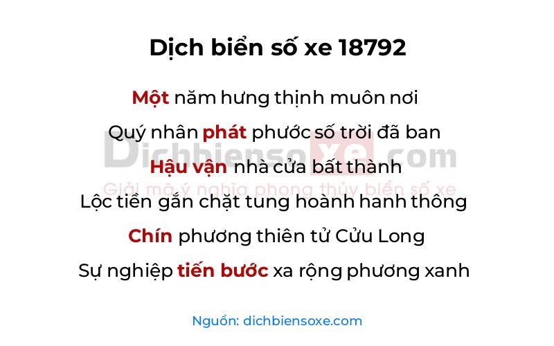 Dịch thơ biển số 18792