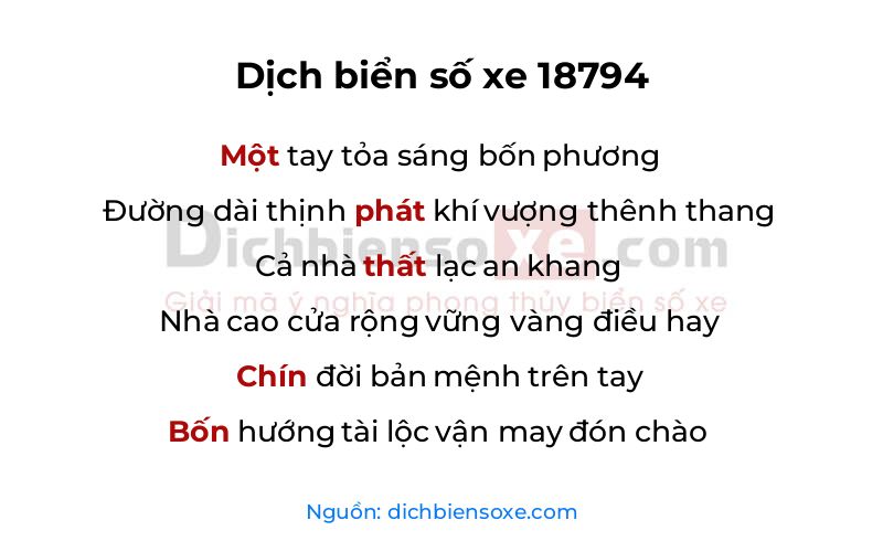 Dịch thơ biển số 18794