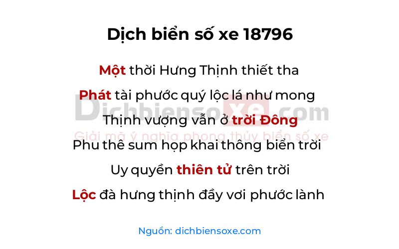 Dịch thơ biển số 18796