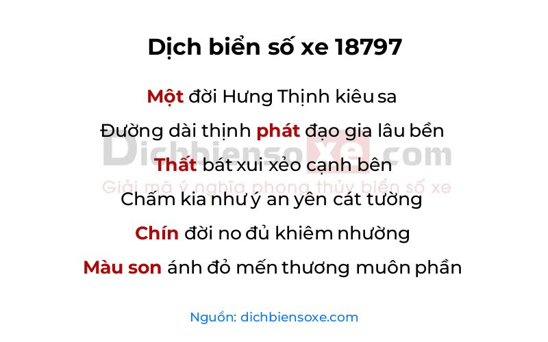 Dịch thơ biển số 18797