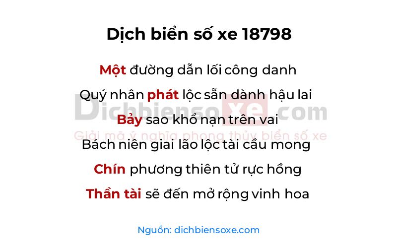 Dịch thơ biển số 18798