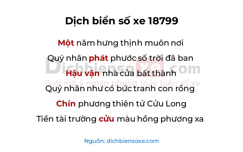 Dịch thơ biển số 18799