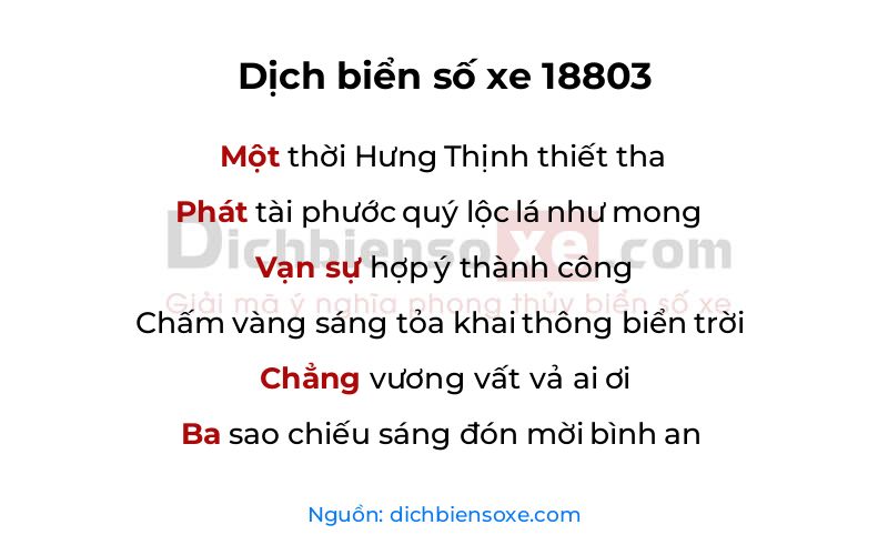 Dịch thơ biển số 18803