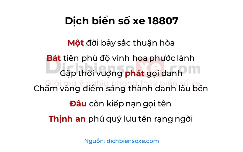 Dịch thơ biển số 18807