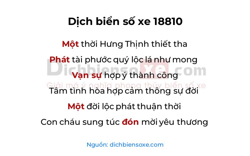 Dịch thơ biển số 18810