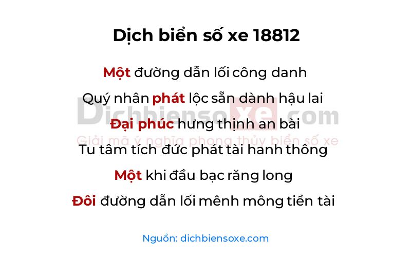 Dịch thơ biển số 18812