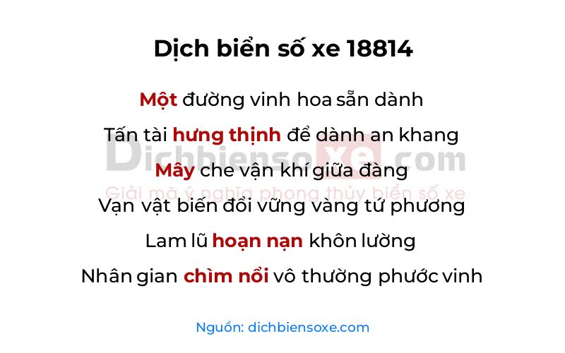 Dịch thơ biển số 18814