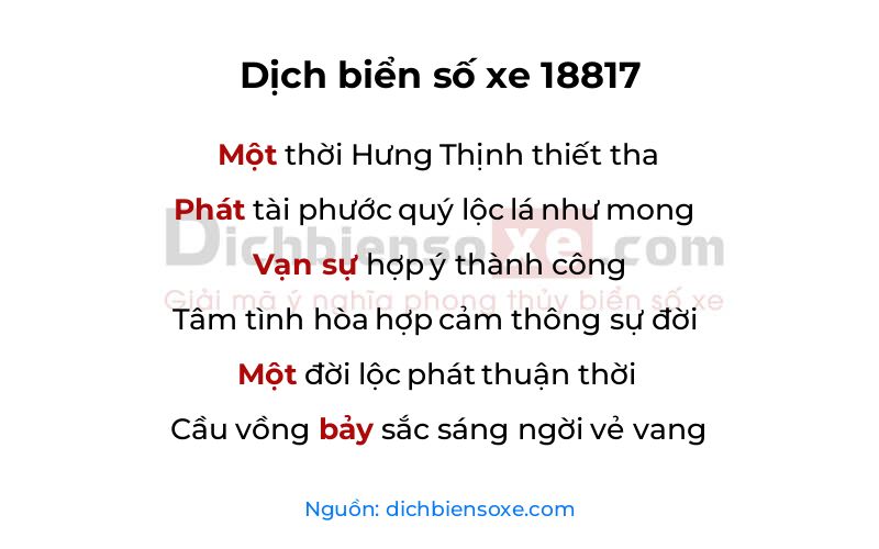 Dịch thơ biển số 18817