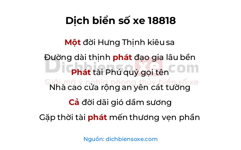 Dịch thơ biển số 18818
