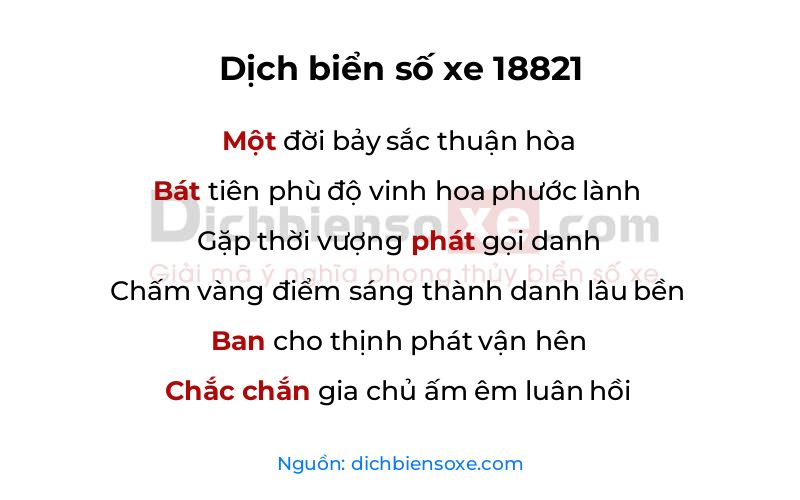 Dịch thơ biển số 18821