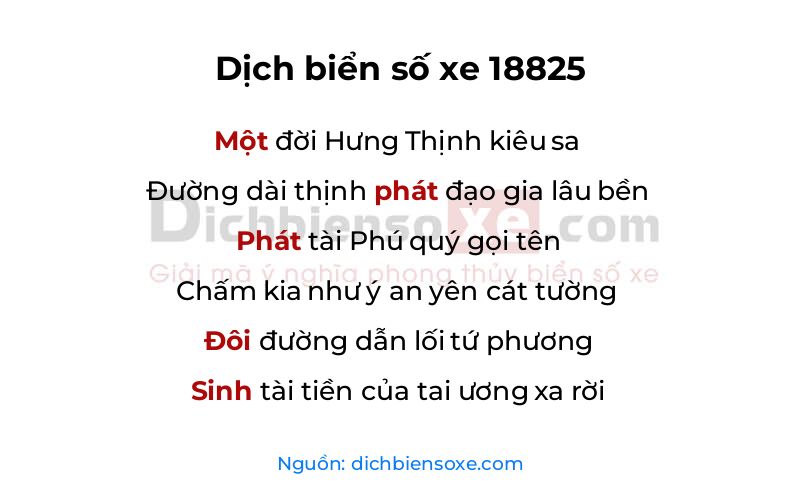 Dịch thơ biển số 18825