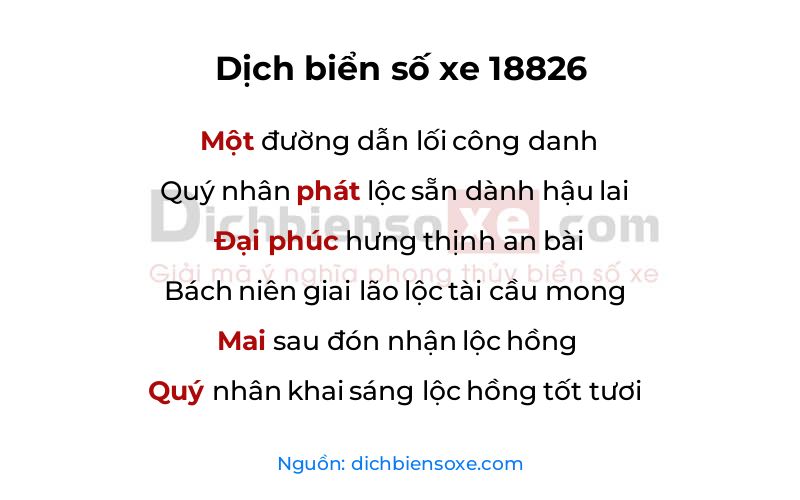 Dịch thơ biển số 18826